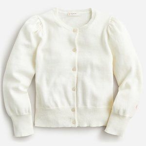 NWT J. Crew crewcuts Girls' Puff-Sleeve Cardigan | Ivory | Size: Large